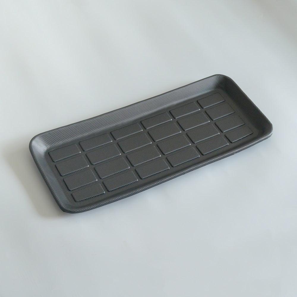 Sleek grey textured rectangular car tray organizer for organized storage.