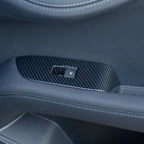 Carbon fiber texture black interior door handle cover with window switch