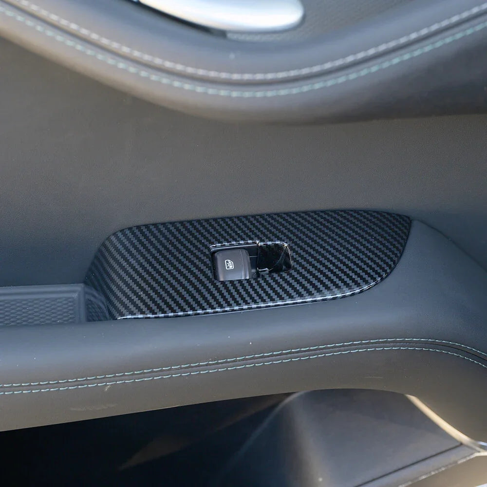 Carbon fiber texture door lock panel cover in grey for BYD car interior