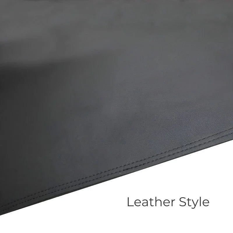 Premium black leather-style material with fine stitching for durable car interior protection.