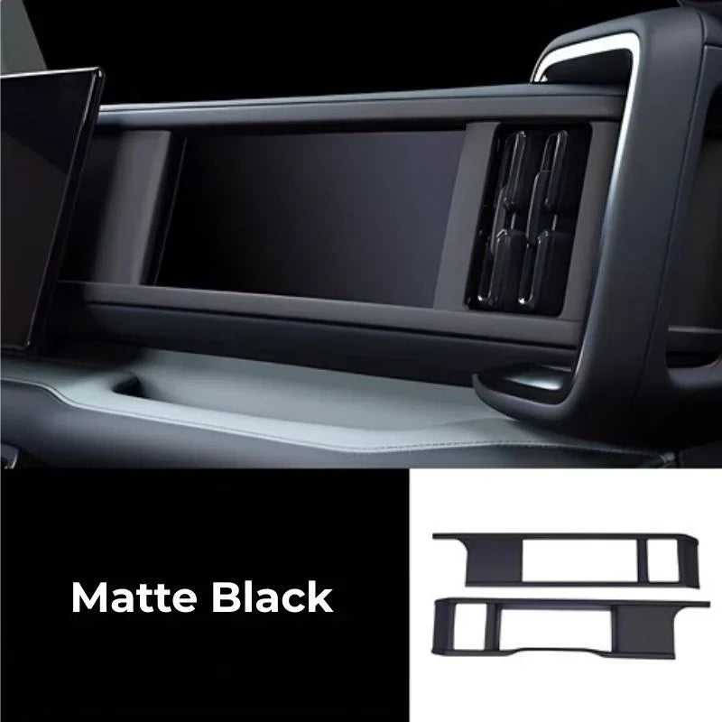 Matte black interior dashboard trim panels for BYD aftermarket protection.