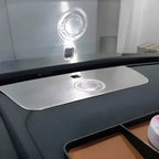 Silver patterned protective dashboard mat for BYD, made of durable waterproof material.
