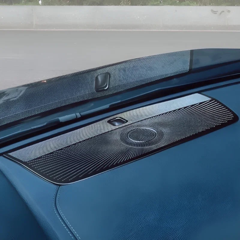 Carbon fiber texture dashboard trim accessory for BYD, featuring a sleek black finish.