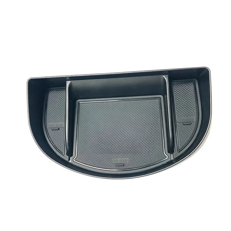 Black durable plastic car center console organizer tray with textured anti-slip surface