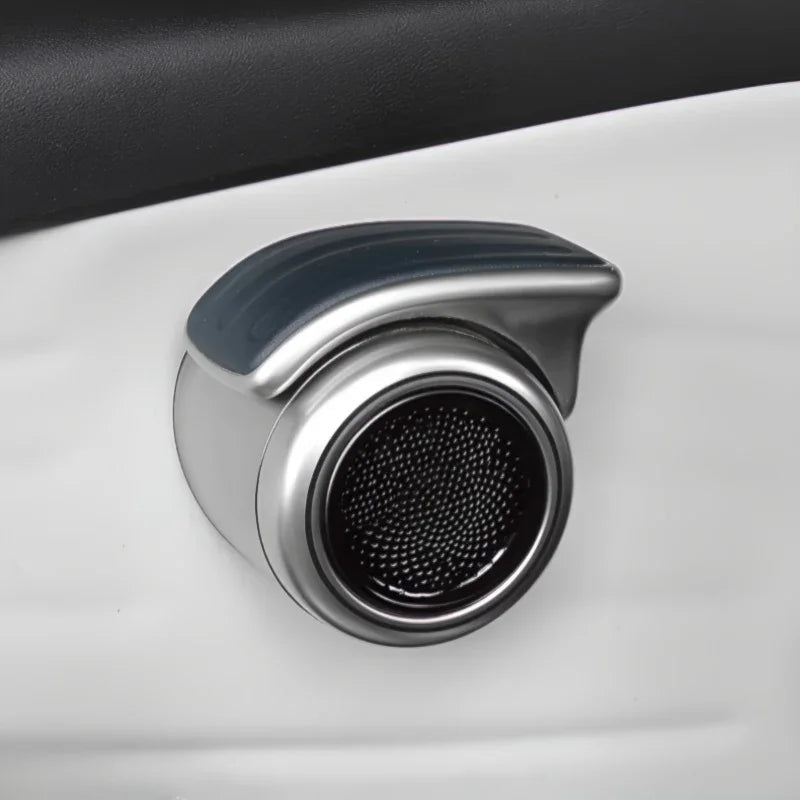 Silver and grey metallic car air vent nozzle