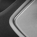 Silver metallic perforated texture trim for BYD interior protection.