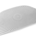 Perforated silver stainless steel car floor mat with a sleek, durable design.