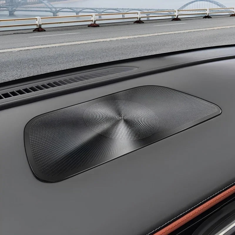 Black textured carbon fiber pattern dashboard cover for premium car interior protection.