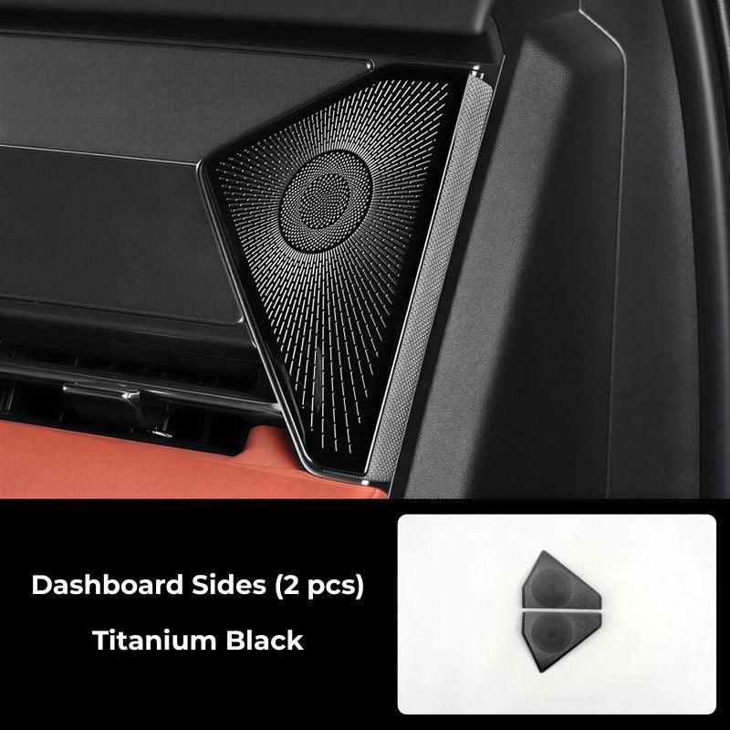 Titanium Black dashboard side trim pieces made of premium textured material for BYD models.