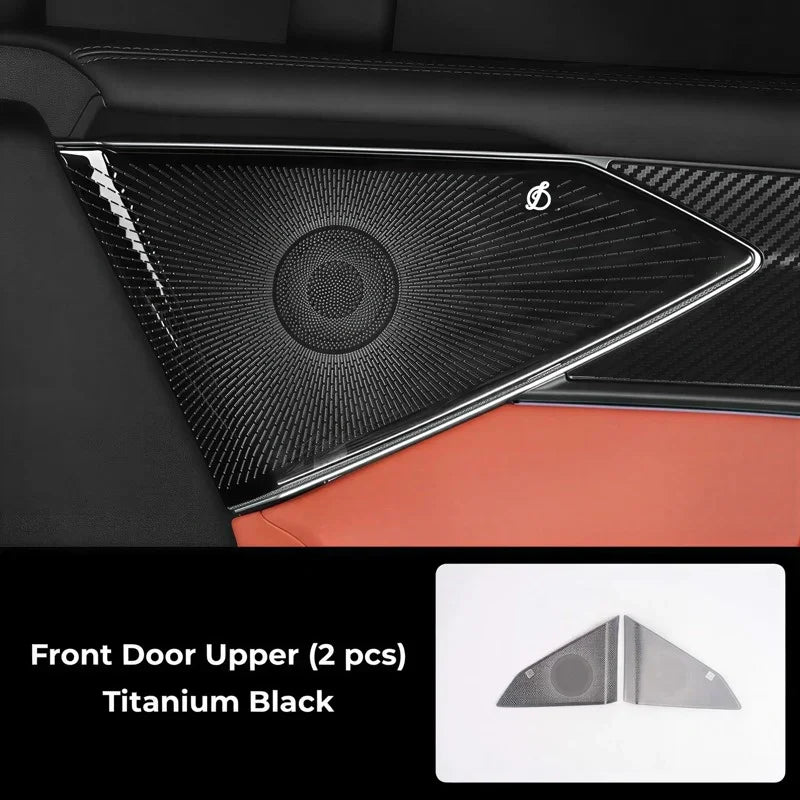 Titanium Black carbon fiber texture front door upper speaker cover set for BYD.