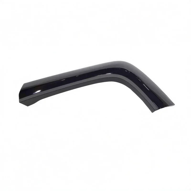 Glossy black aerodynamic window rain deflector made of durable acrylic.