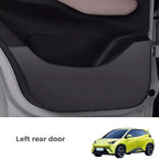 Black matte protective door trim panel for the left rear door of a BYD vehicle.