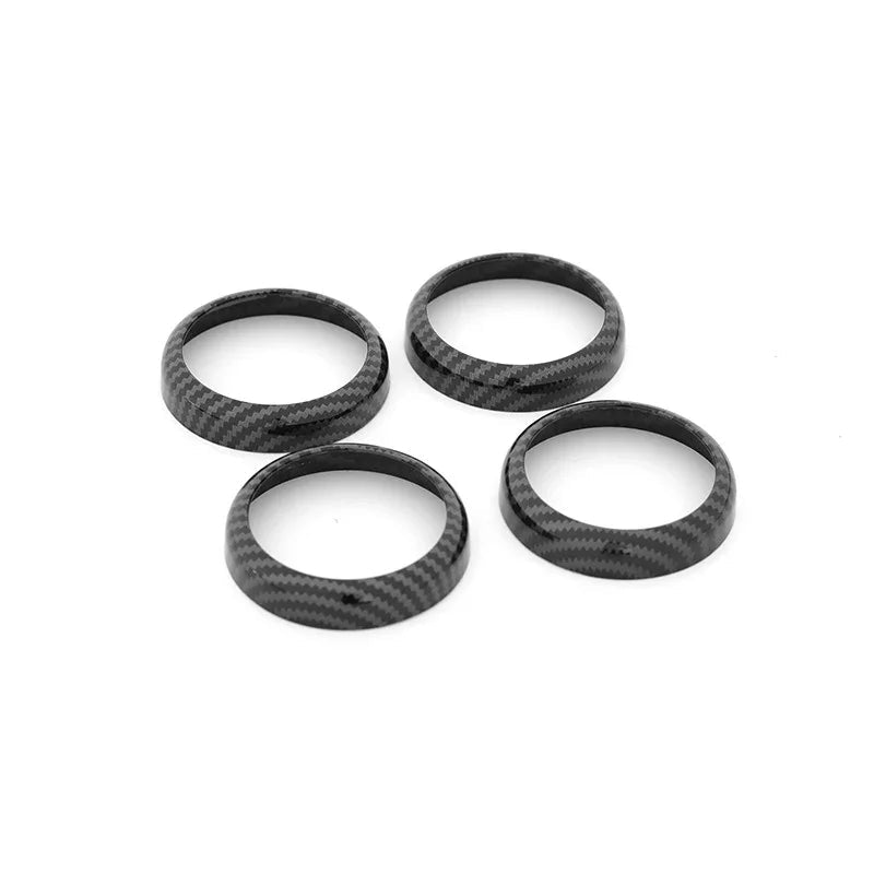 Set of four carbon fiber texture black interior trim rings for automotive accessories