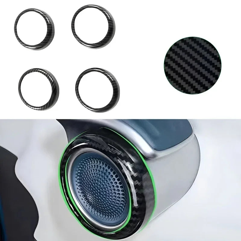 Carbon fiber texture AC vent rings in black for BYD car interior upgrade