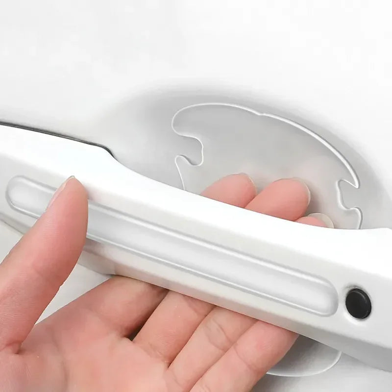 White premium matte car door handle cover made of durable high-quality material.