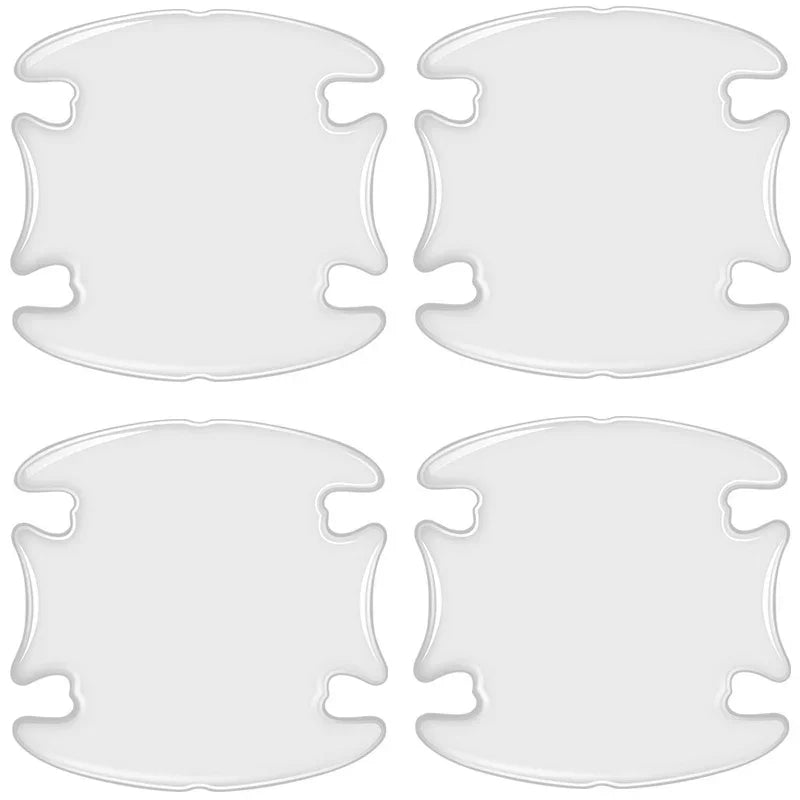 Set of four white, high-gloss waterproof protective mats for BYD car interior surfaces.