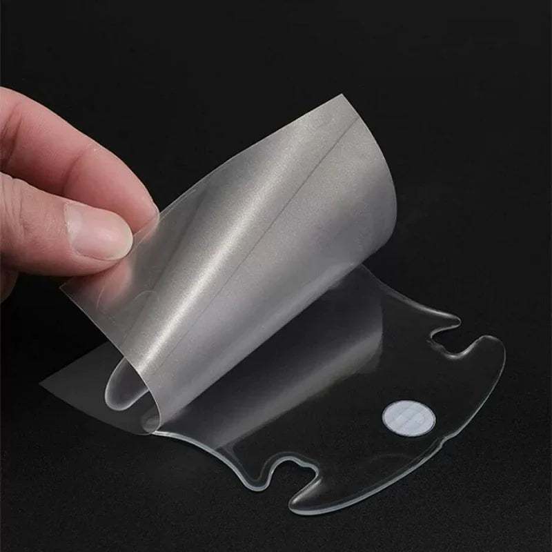 Transparent protective film being peeled, made of durable clear TPU material.