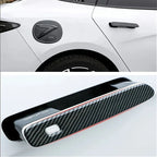 Carbon fiber pattern door handle cover and fuel cap trim in black and red for BYD.