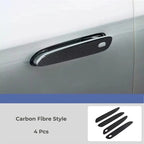 Black carbon fiber style car door handle cover protectors, 4-piece set.