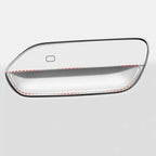 Sleek white car door handle featuring integrated red LED accent lighting for enhanced visibility.