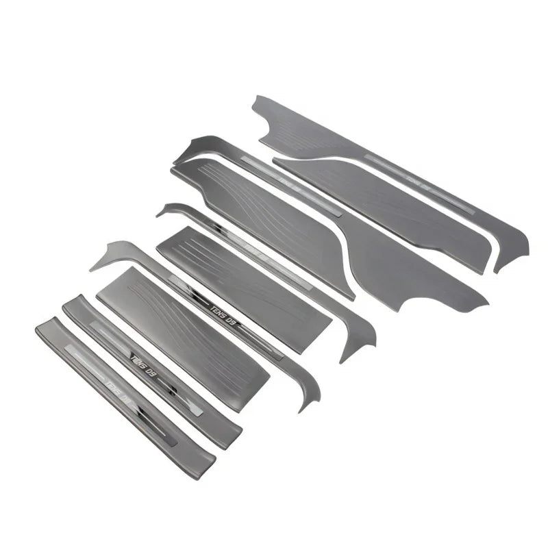 Set of grey premium textured car interior trim accessories for enhanced protection and style.