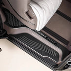 Black textured anti-slip door sill protector for BYD Teng i D9 with sleek metallic trim.