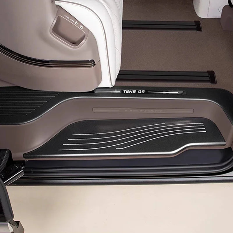 Premium dark grey Denza D9 side step protector with textured non-slip surface and sleek design.
