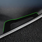 Black durable car door sill protector with a professional green accent line