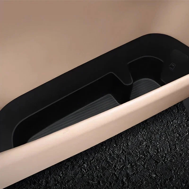 Black heavy-duty TPE car floor mat tray designed for custom fit and spill protection.