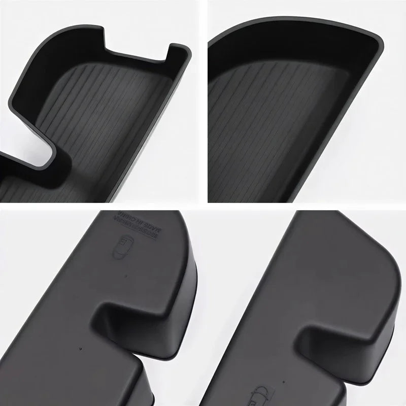 Black matte textured silicone organizer tray for BYD car interior storage.