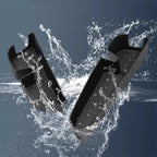 Waterproof black TPE car trunk mat splashing with water for durable protection.