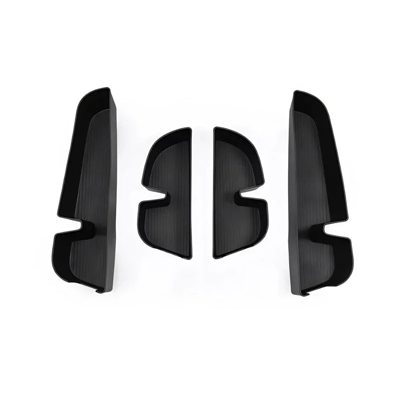 Black premium PU leather center console organizer tray set for BYD interior protection.