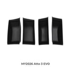 Set of four black matte durable plastic storage organizers for BYD Atto 3 EVO
