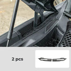 Black matte plastic trunk edge protector covers, 2-piece set for car interior protection.