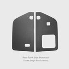 Black high-endurance rear tank side protector covers for vehicle protection.