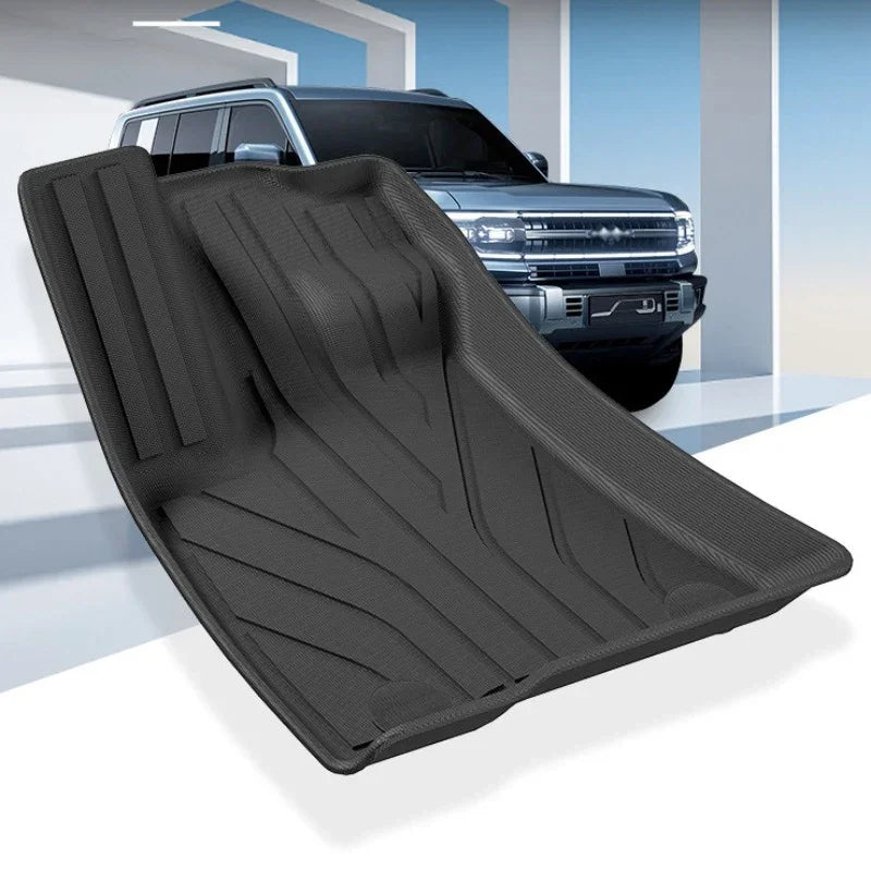 Black heavy-duty rubber trunk mat for BYD vehicles, designed for durable cargo protection.