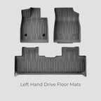 Black custom-fit TPE floor mats for left-hand drive vehicles with anti-slip textured pattern.