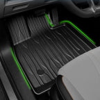 Professional black textured TPE custom car floor mat with waterproof ribbing for interior protection.