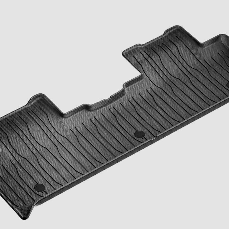 Professional black textured TPE car floor mat with anti-slip ridges and waterproof design.