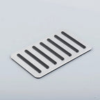 Silver brushed aluminum car pedal pad with black anti-slip rubber strips