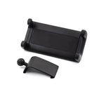 Black matte plastic smartphone holder with adjustable cradle and mounting clip for car interior