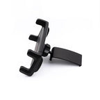 Black plastic car phone mount with adjustable arms and a sturdy mounting clip.