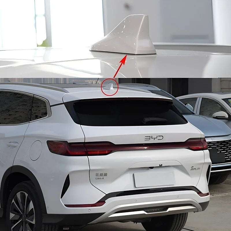 White shark fin antenna replacement for BYD SUV models.