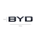 Glossy black BYD car emblem measuring 9.7cm by 2cm.