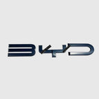 Glossy black 3D BYD car emblem accessory made of durable plastic