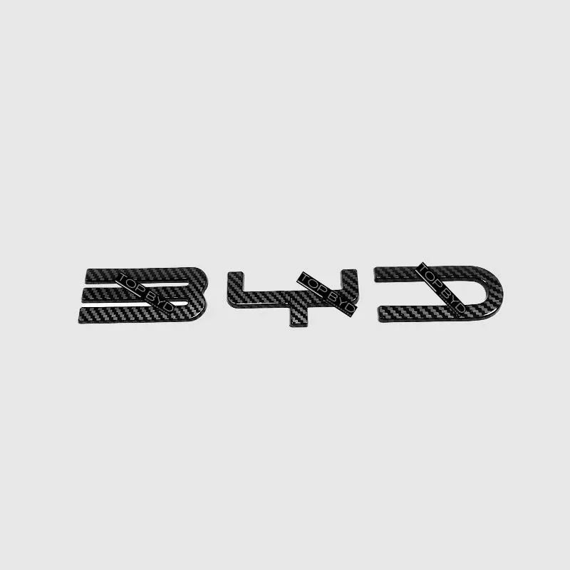 Carbon fiber textured 340 emblem in black and grey for BYD car accessories