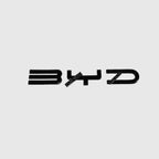 Glossy black BYD emblem logo made of durable ABS plastic for car exterior trim