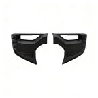Matte black textured plastic trim components for vehicle interior enhancement.