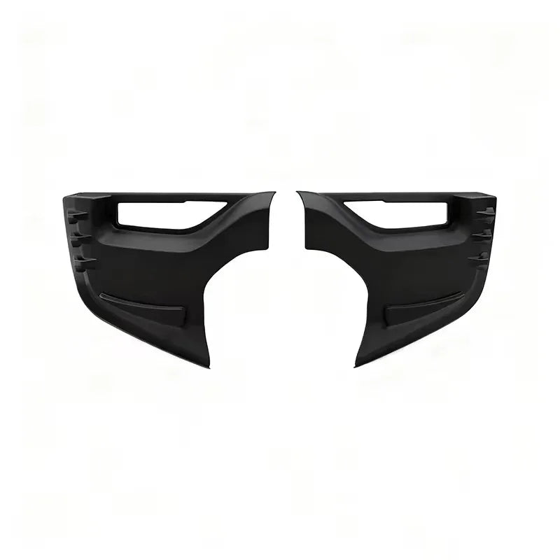 Matte black textured plastic trim components for vehicle interior enhancement.