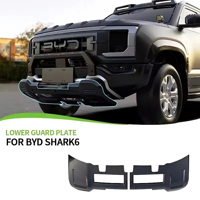 Black durable lower guard plate for BYD Shark 6, featuring a rugged protective design.